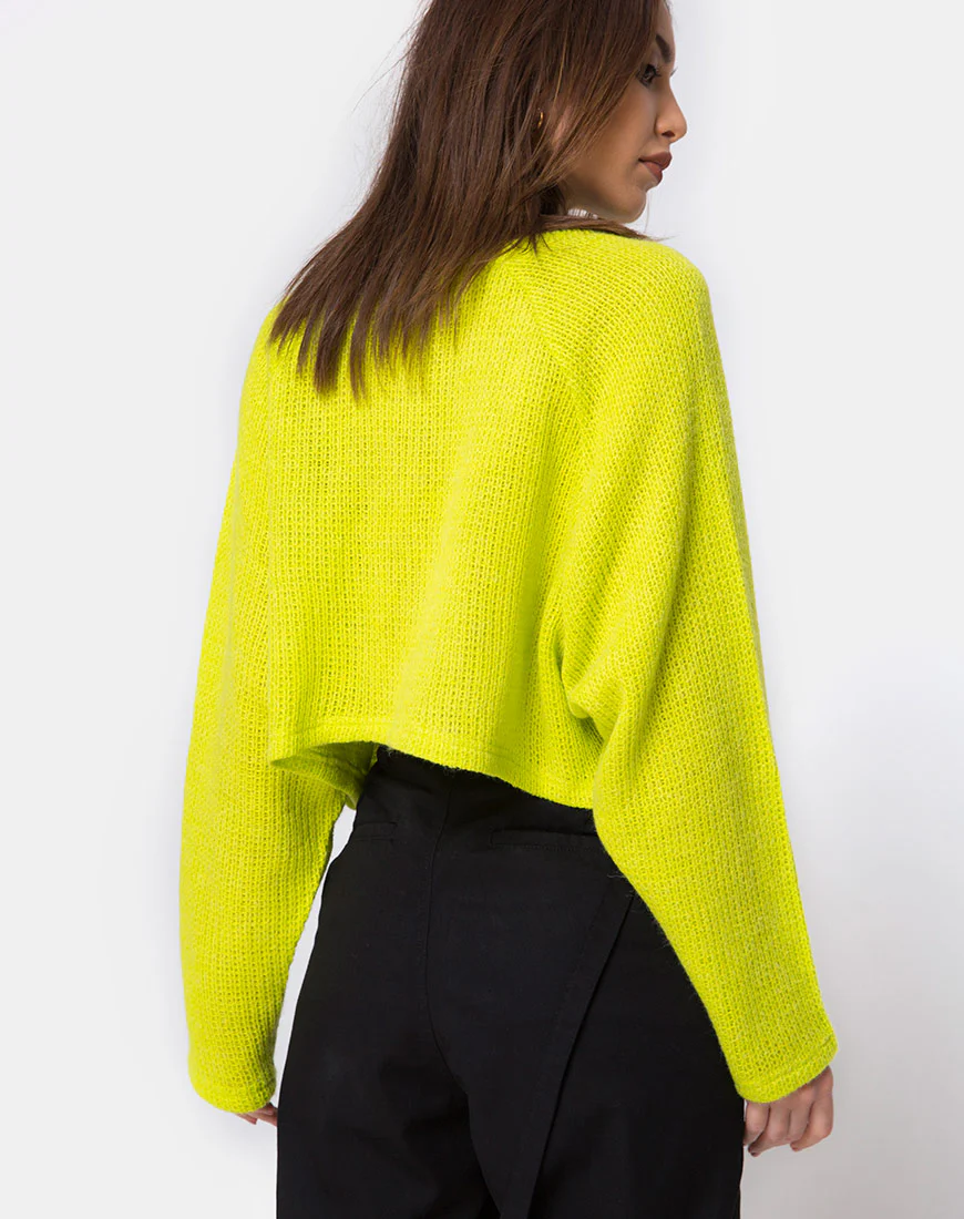 Melvie Cropped Sweater in Lime - Image 2