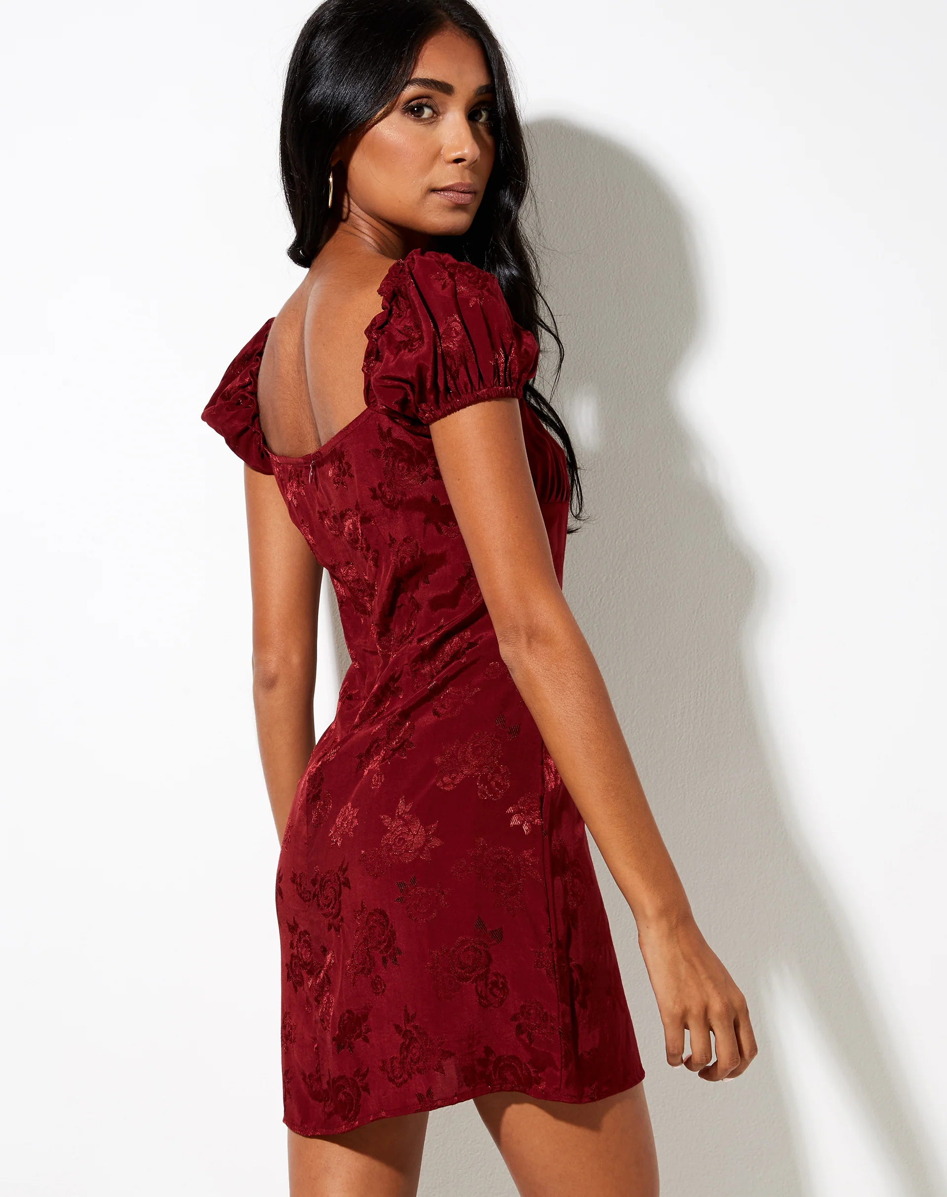 Menta Mini Dress in Satin Rose Mulberry - Image 2