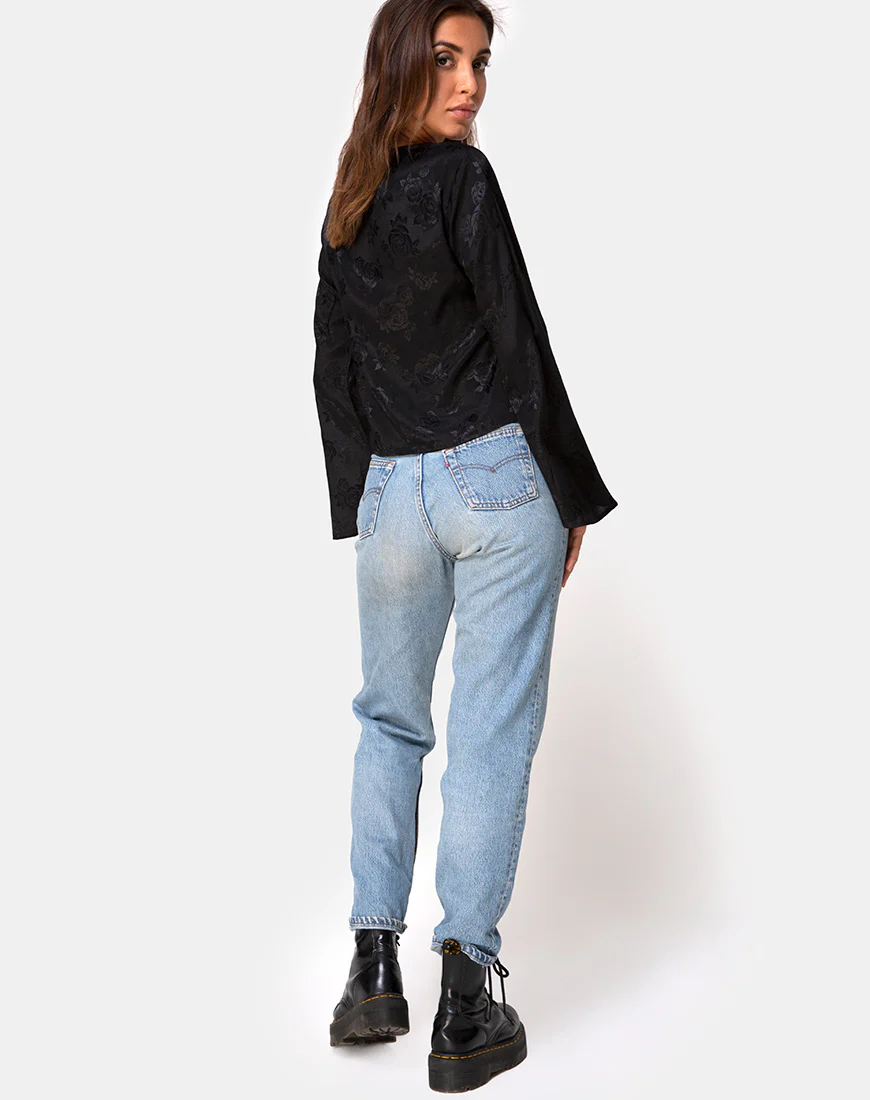 Merida Top in Satin Rose Black - Image 4