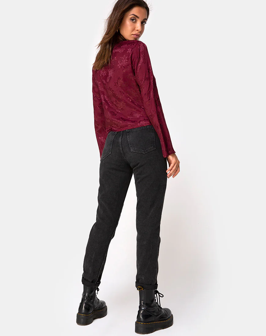 Merida Top in Satin Rose Burgundy - Image 4