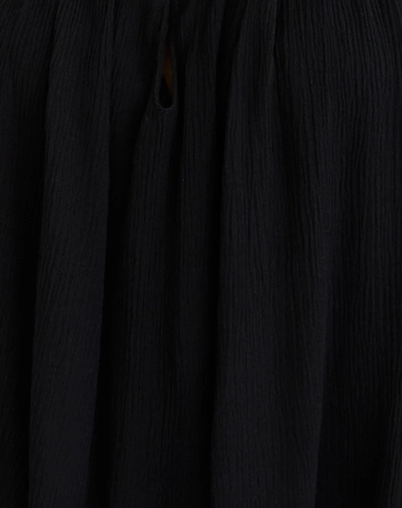 Merisso Scoop Neck Keyhole Top in Black - Image 5