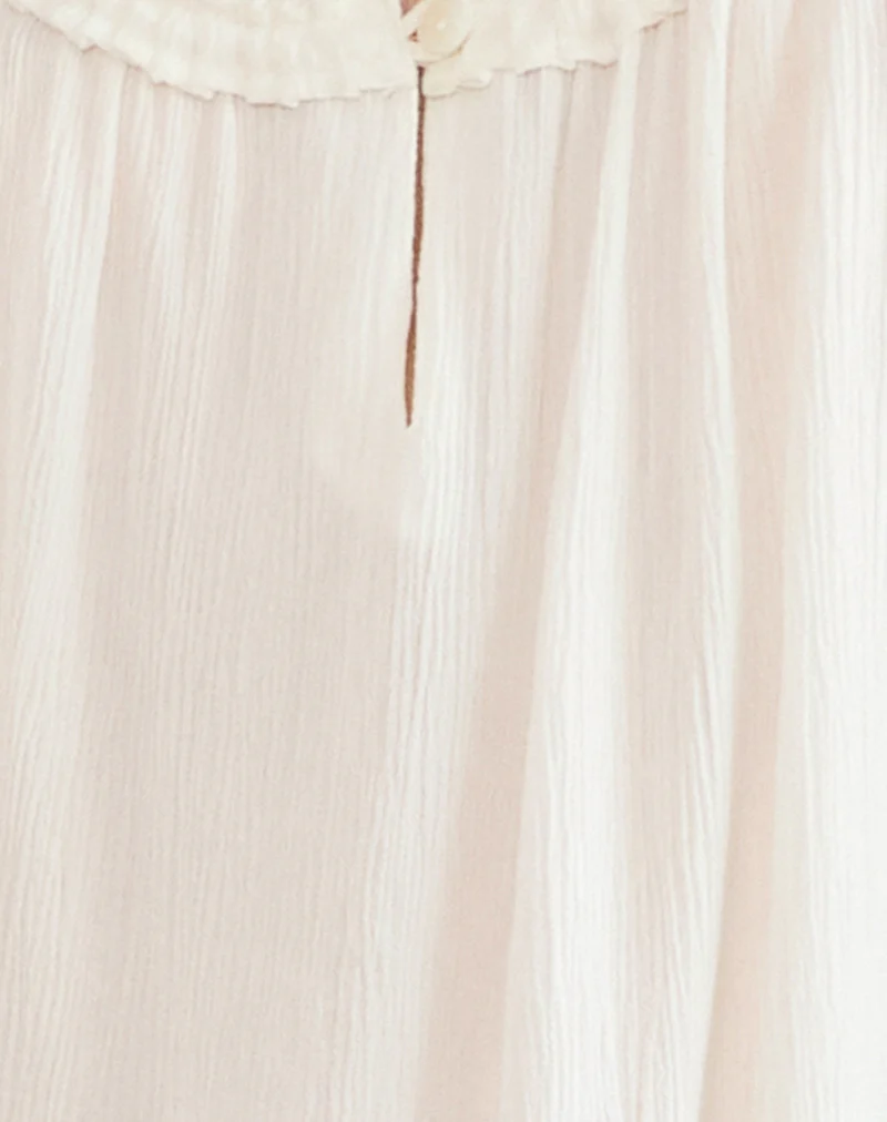 Merisso Scoop Neck Keyhole Top in White - Image 7