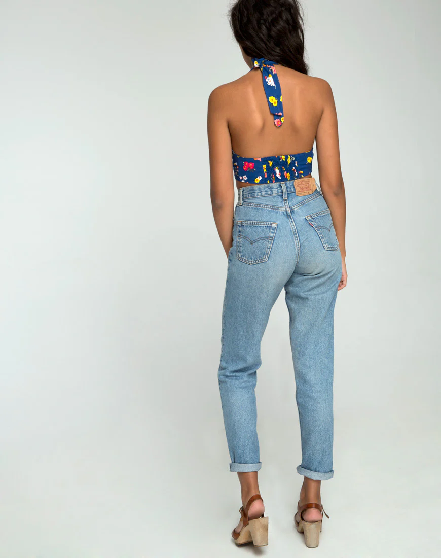 Meso Crop Top in Fleur Navy - Image 4