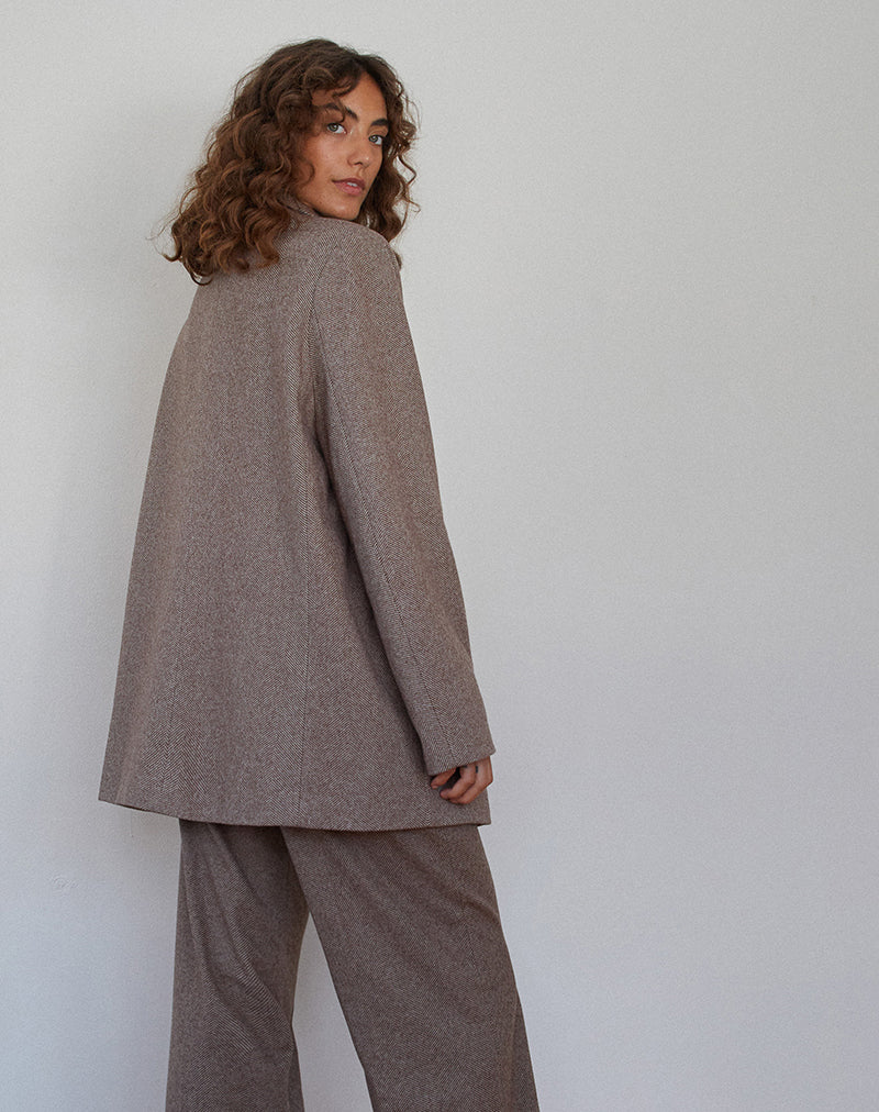 Messeir Faux Wool Blazer in Walnut - Image 5