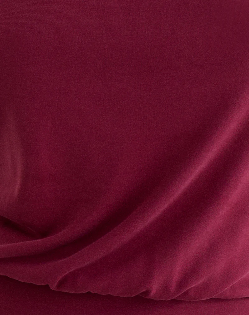 Miasa Backless Halterneck Top in Cupro Burgundy - Image 6