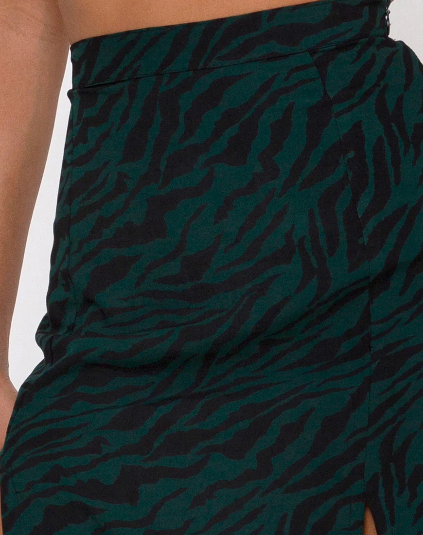 Mica Maxi Skirt in 90's Zebra Forest Green - Image 6