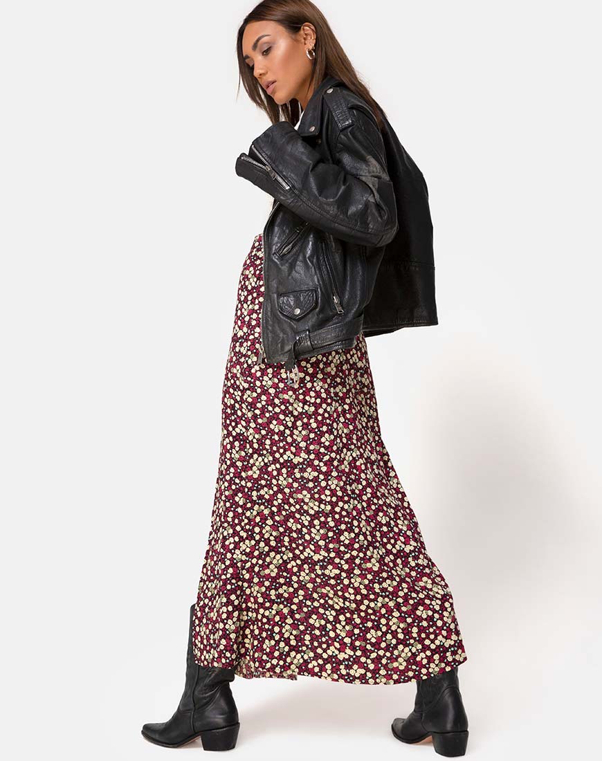 Mica Maxi Skirt in Floral Field Plum - Image 4