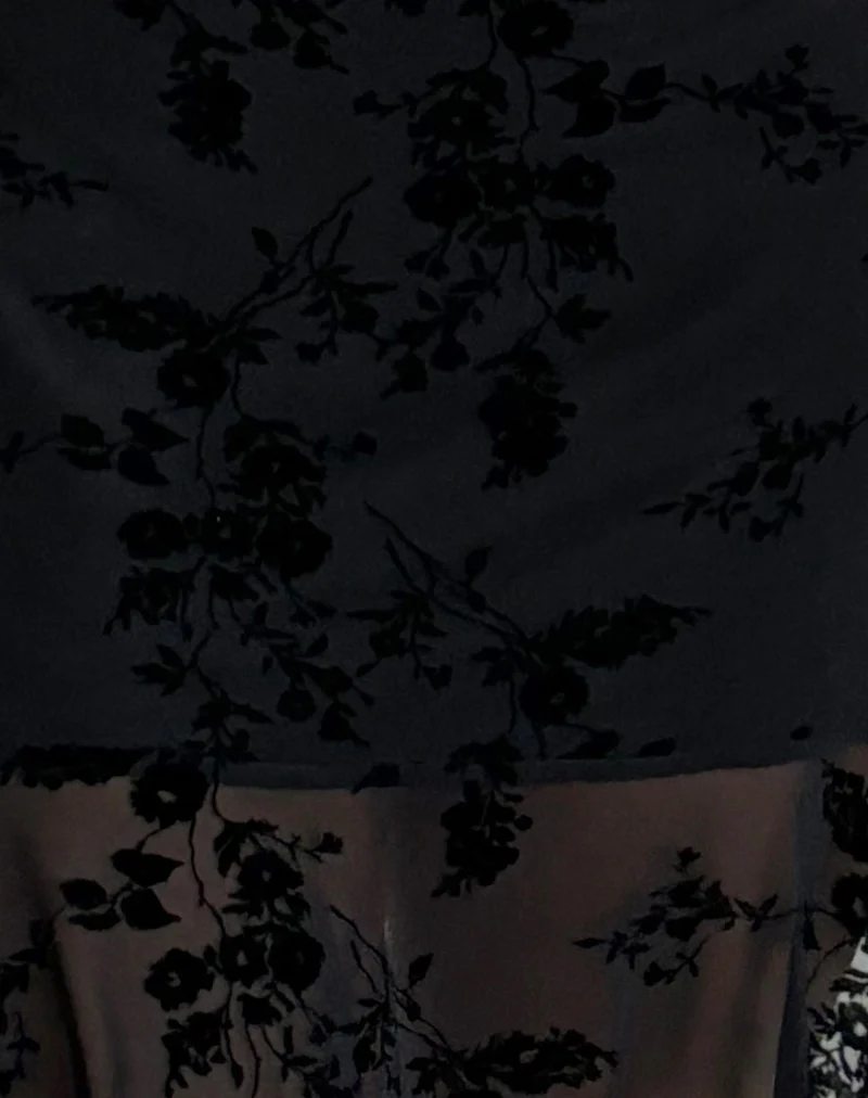 Micaya Mini Dress In Black Botanical Flower - Image 6