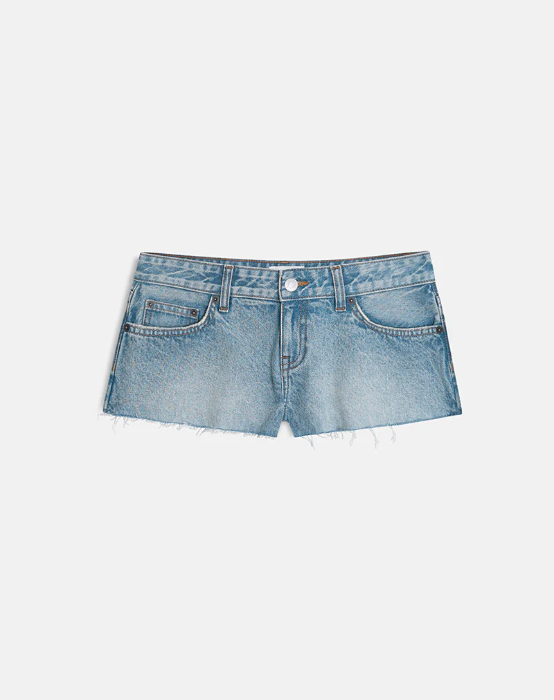 Micro Denim Hot Pant in Vintage Blue - Image 5