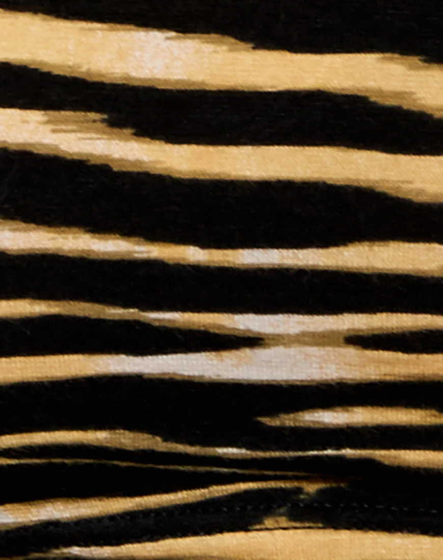 Micro Crop Top in Zip's Zebra Brown - Image 7
