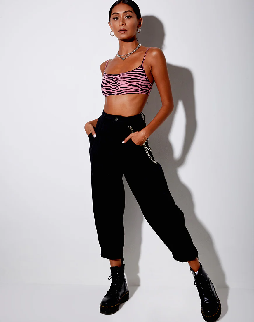 Micro Crop Top in Zip's Zebra Pink - Image 3