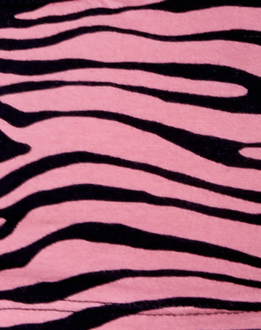 Micro Crop Top in Zip's Zebra Pink - Image 5