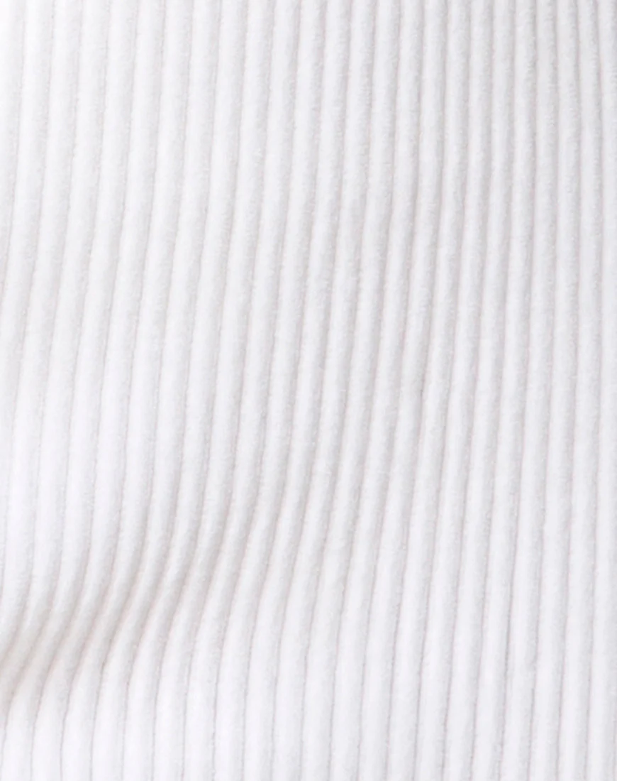 Midi Cheri Split Skirt in Velvet Rib White - Image 4