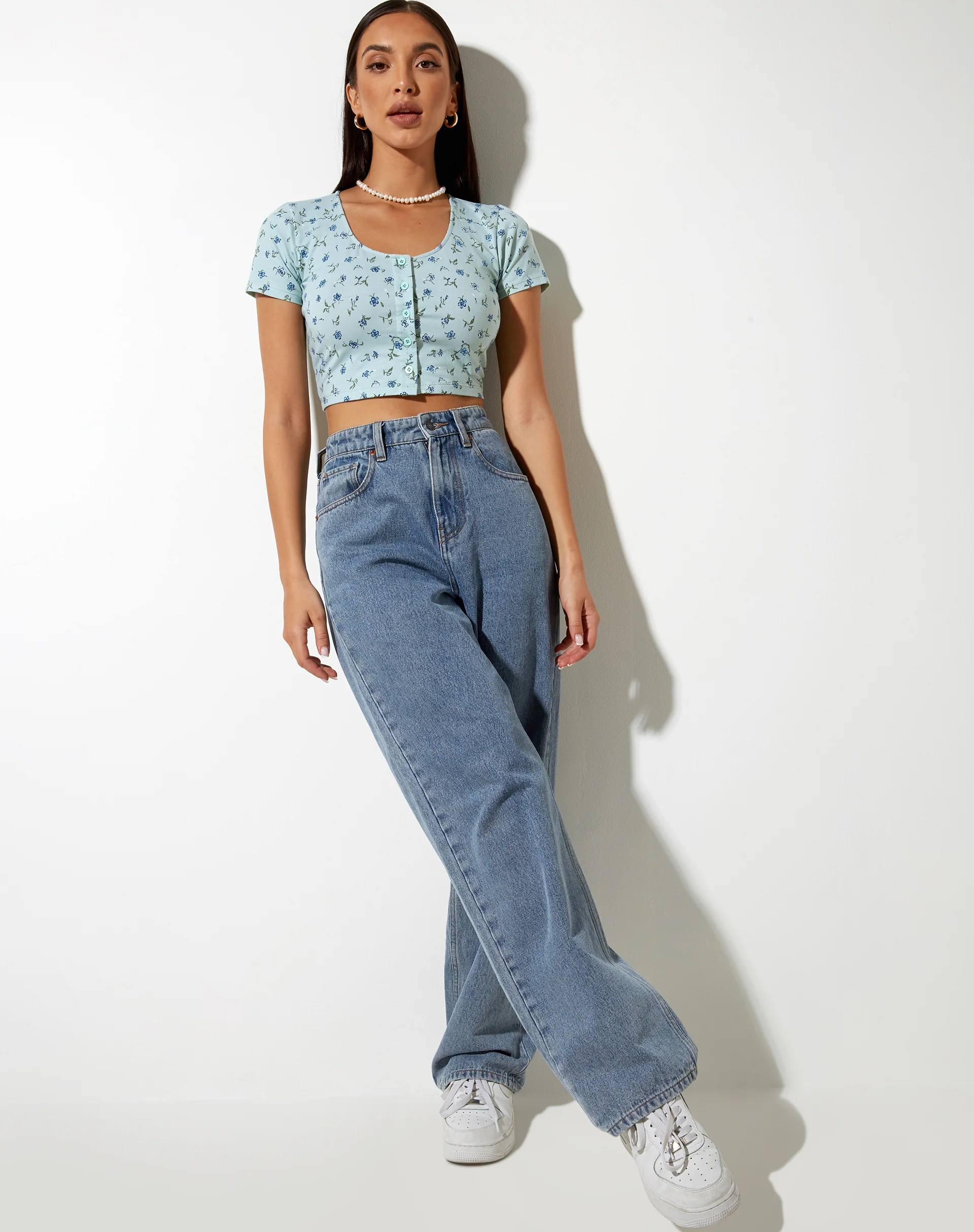 Mieye Crop Top in Pretty Petal Green - Image 2