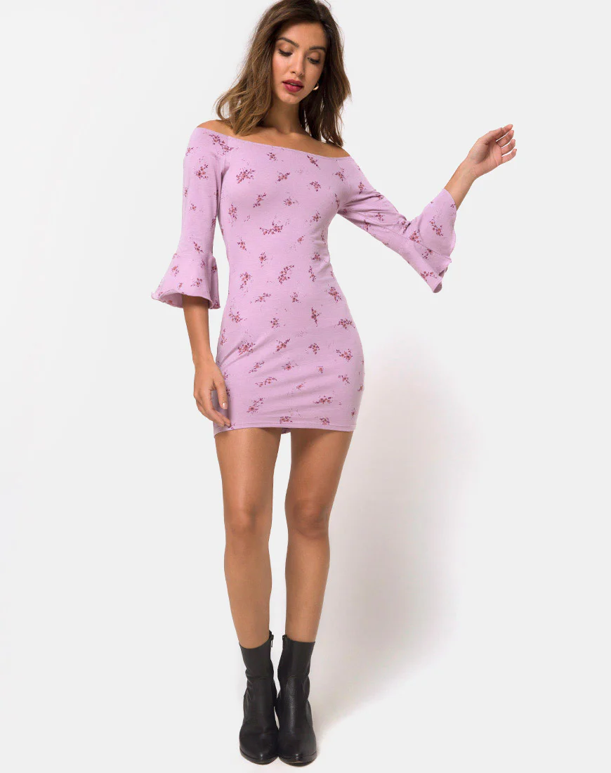 Migare Bodycon Dress in Forget Me Not Lilac - Image 3