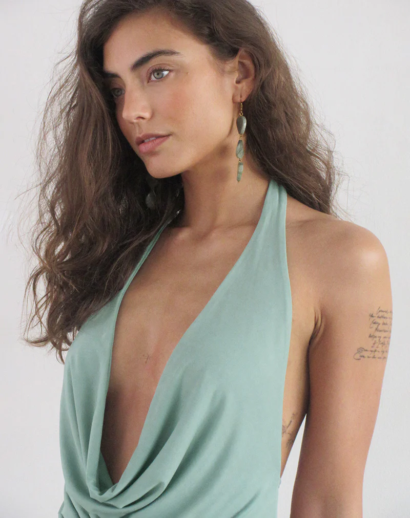 Miharu Mini Dress in Aqua Grey - Image 4
