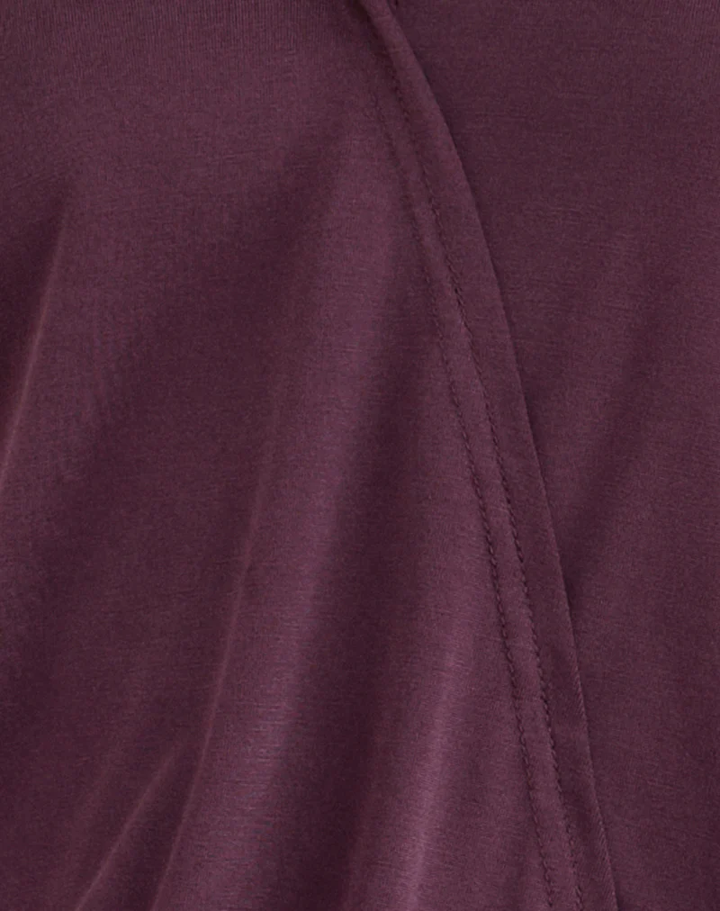 Mihiro Plunge Mini Dress in Cupro Deep Purple - Image 6