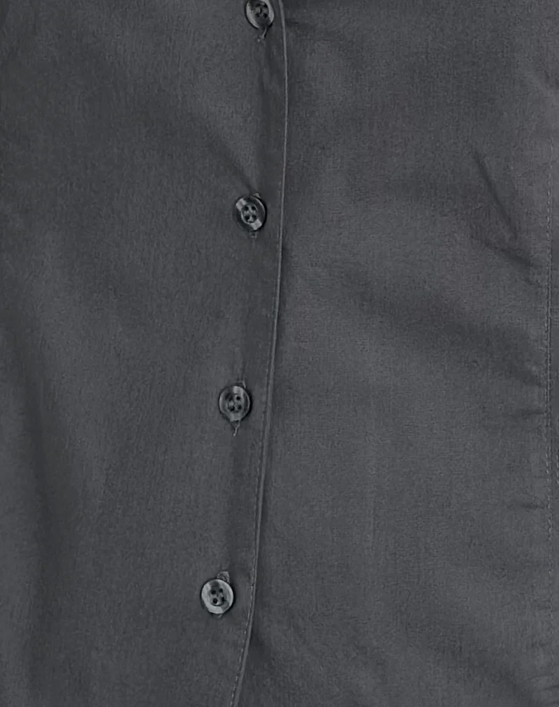 Mikanu Button Down Halterneck Blouse in Charcoal Grey - Image 6