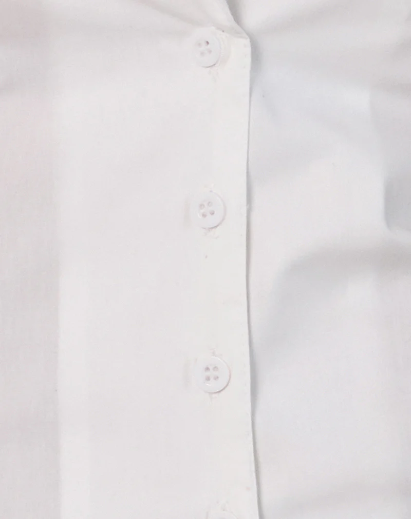 Mikanu Halterneck Button Down Blouse in Poplin White - Image 5