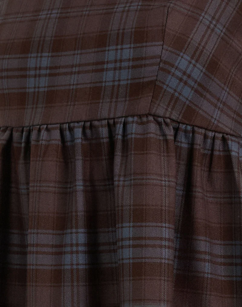 Mikayla Mini Dress in Burgundy and Blue Check - Image 8