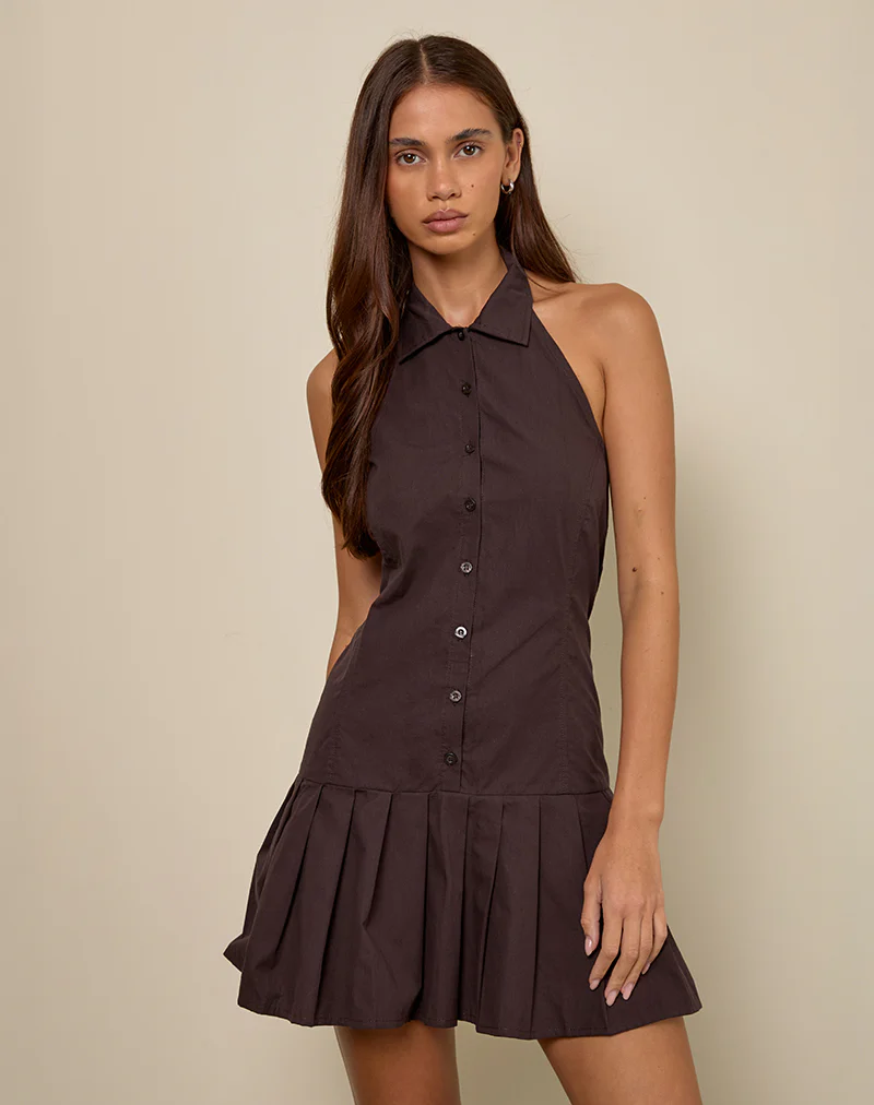 Mikena Collared Dress in Deep Mahogany - Image 5