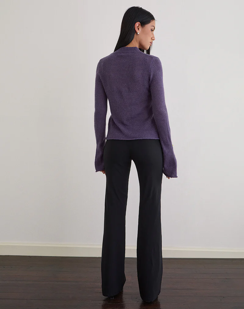 Miku Long Sleeve Top in Sheer Knit Purple - Image 4