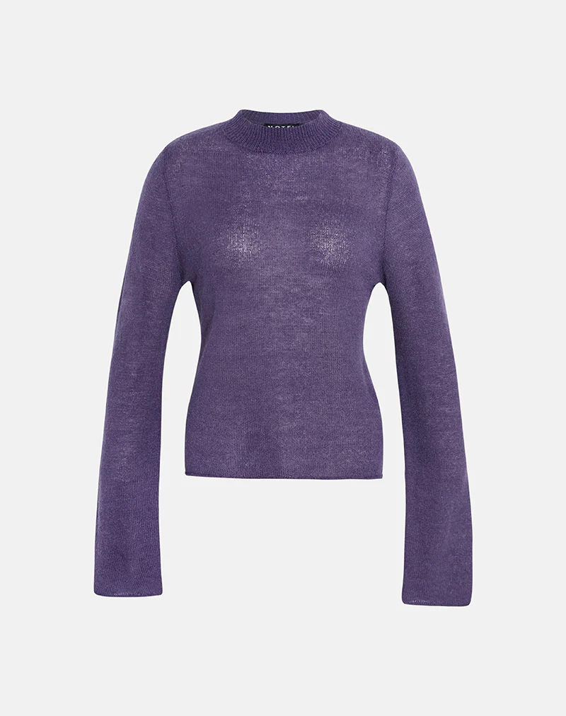 Miku Long Sleeve Top in Sheer Knit Purple - Image 5