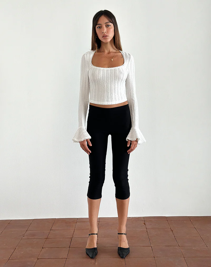 Miley Flute Sleeve Top in Textured Ivory - Image 4