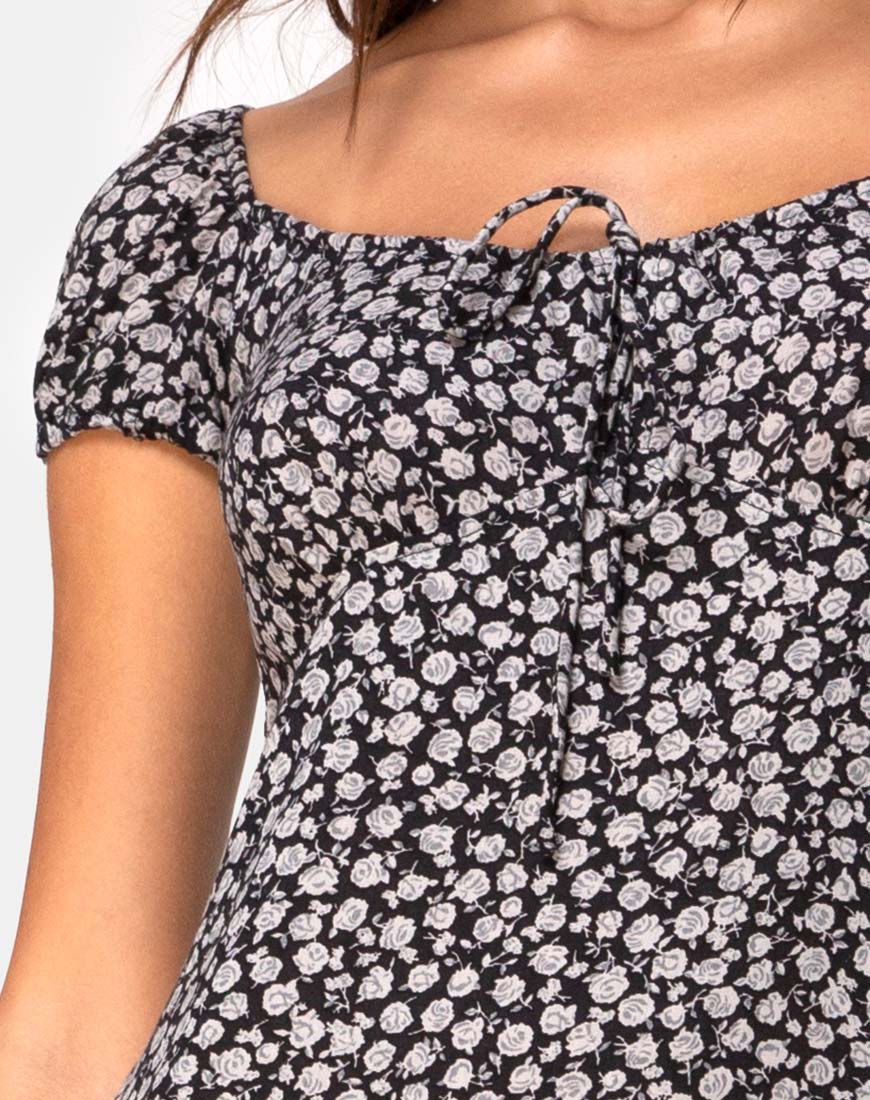 Milla Dress in Ditsy Rose Black - Image 5