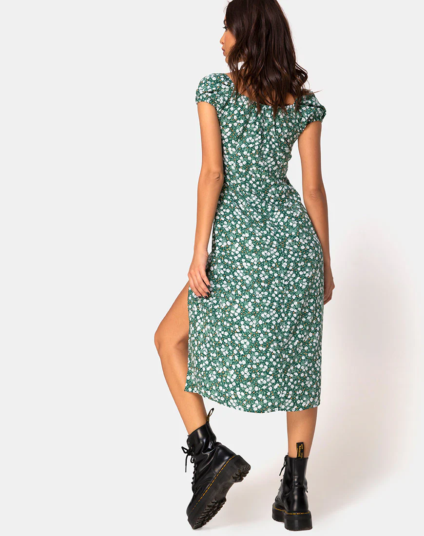 Milla Dress in Floral Field Green - Image 2