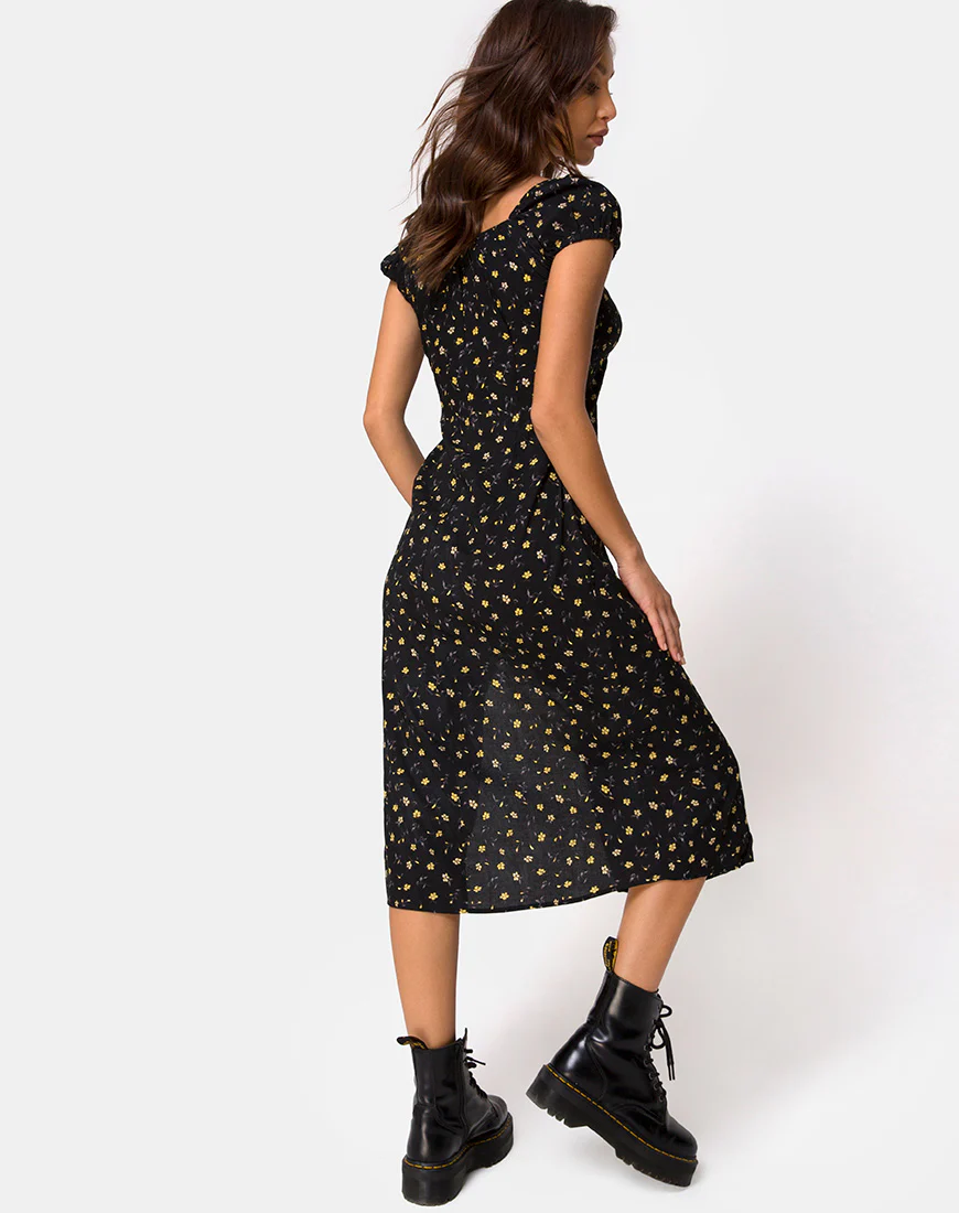 Milla Midi Dress in Pretty Petal Black - Image 2