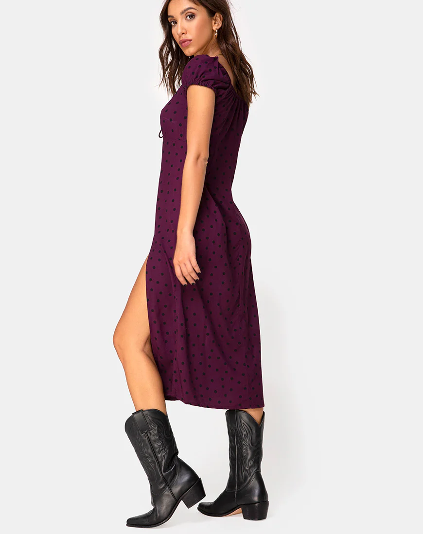 Milla Dress in Skater Polka Wine - Image 4