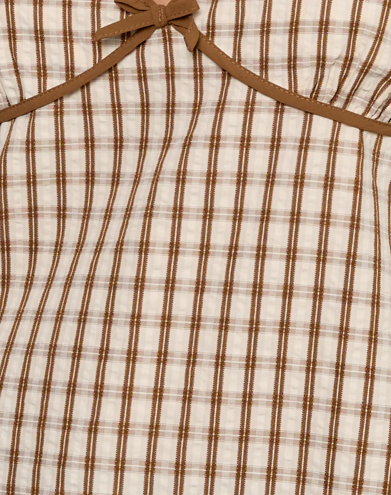 Milota Cami Top in Brown Check - Image 6