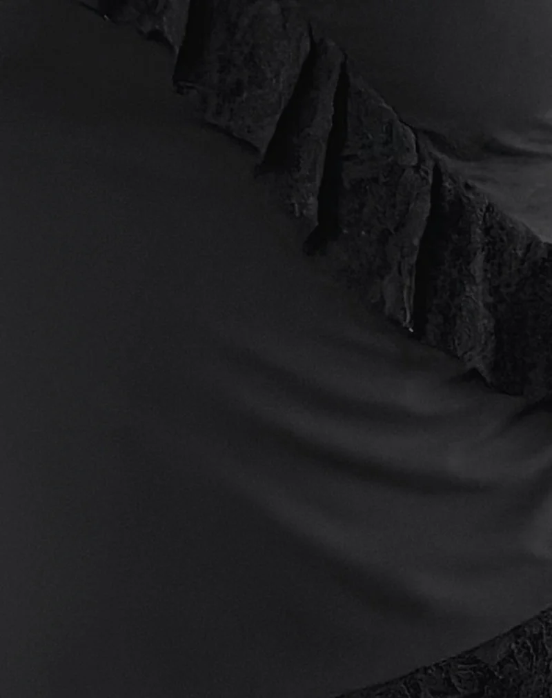 Milova Cami Top in Black with Lace Frill Trim - Image 7