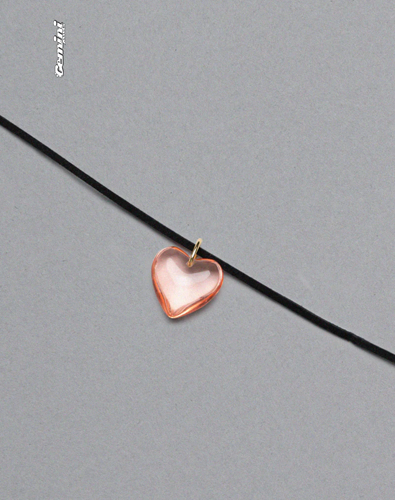 Mimi Pink Glass Heart Necklace - Image 2