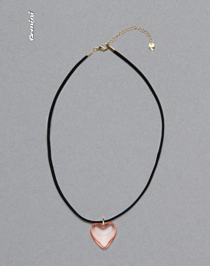 Mimi Pink Glass Heart Necklace - Image 4