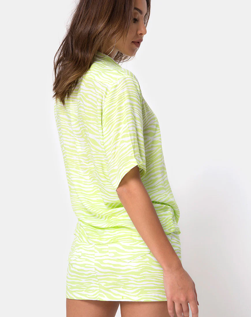 Mini Broomy Skirt in Classic Zebra Lime - Image 2