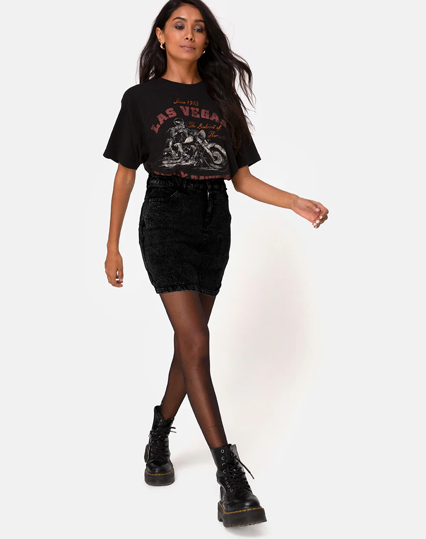 Mini Broomy Skirt in Black Stone Wash - Image 3