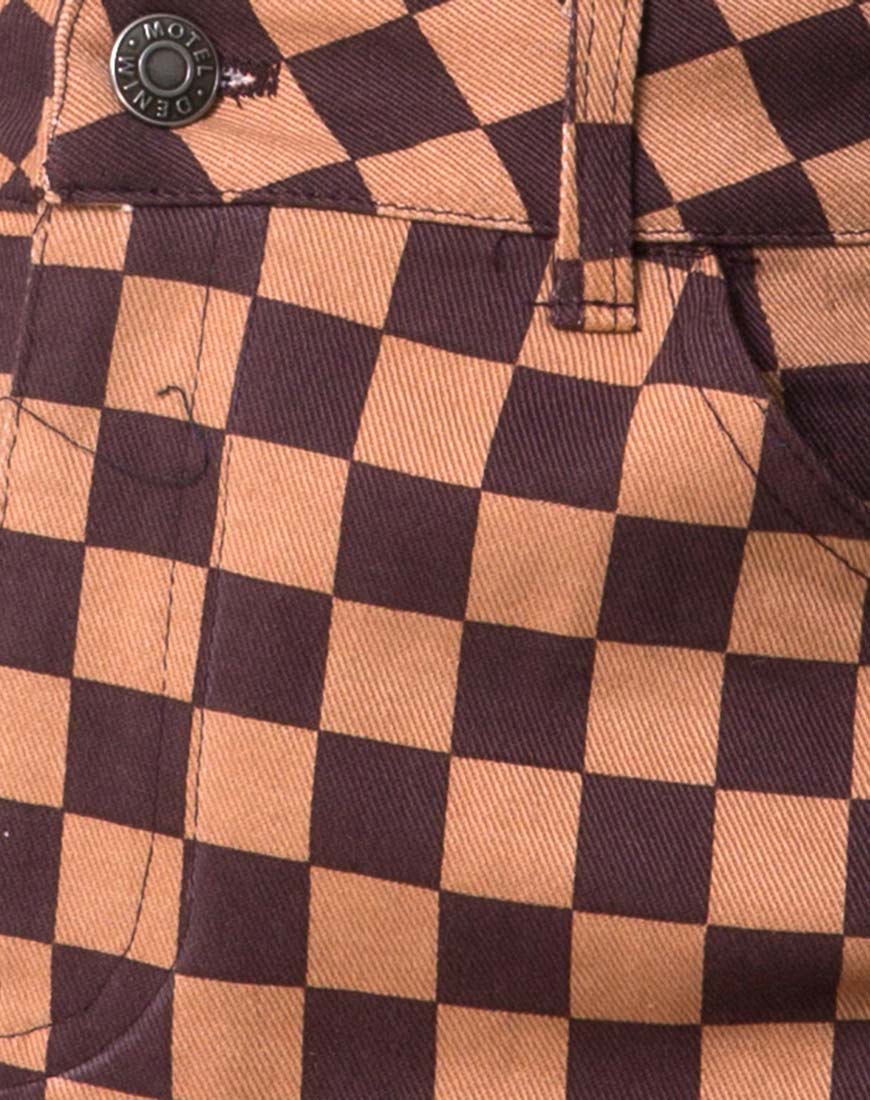Mini broomy Skirt in Checkerboard Tan - Image 5
