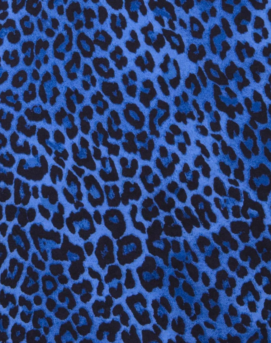 Mini Broomy Skirt in Leopard Royal Blue - Image 5
