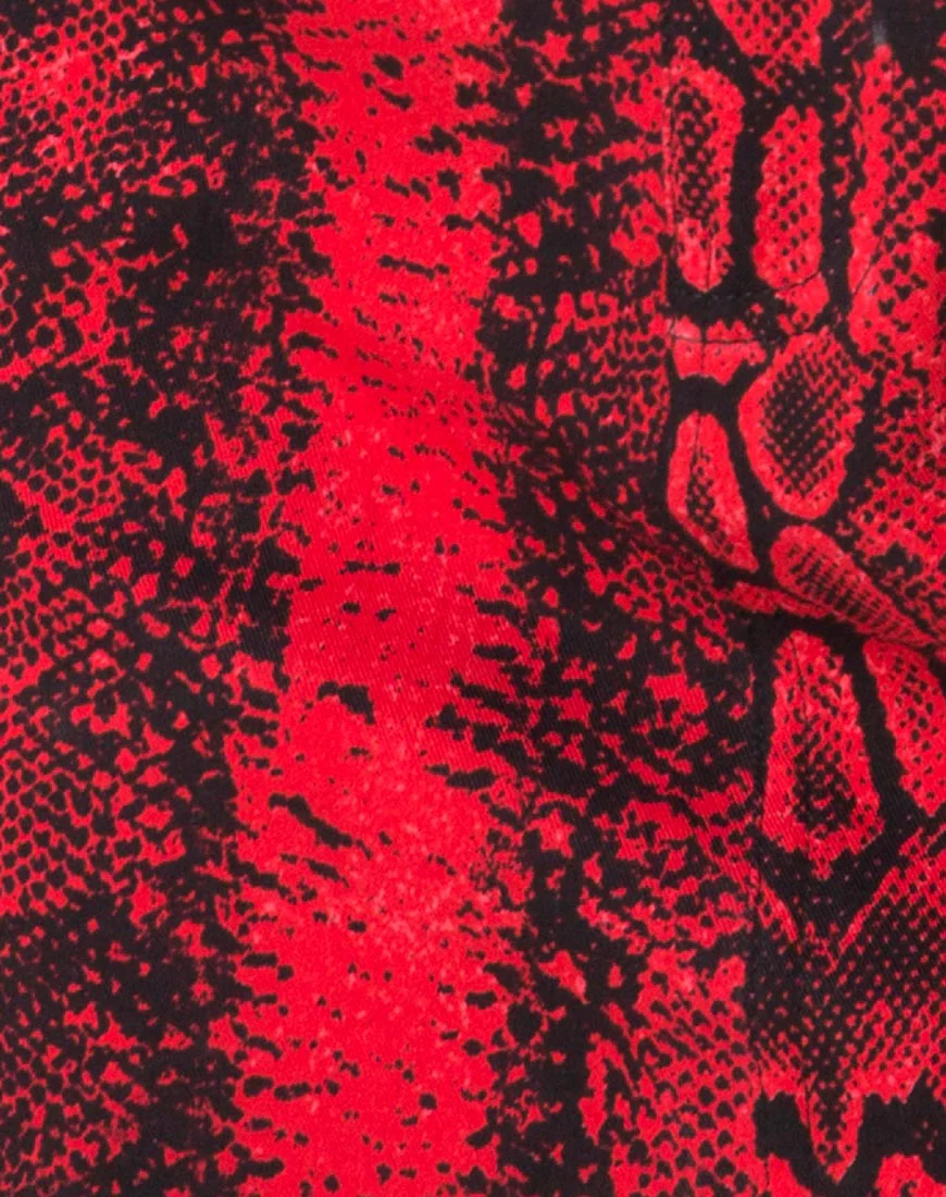 Mini Broomy Skirt in Red Snake - Image 5