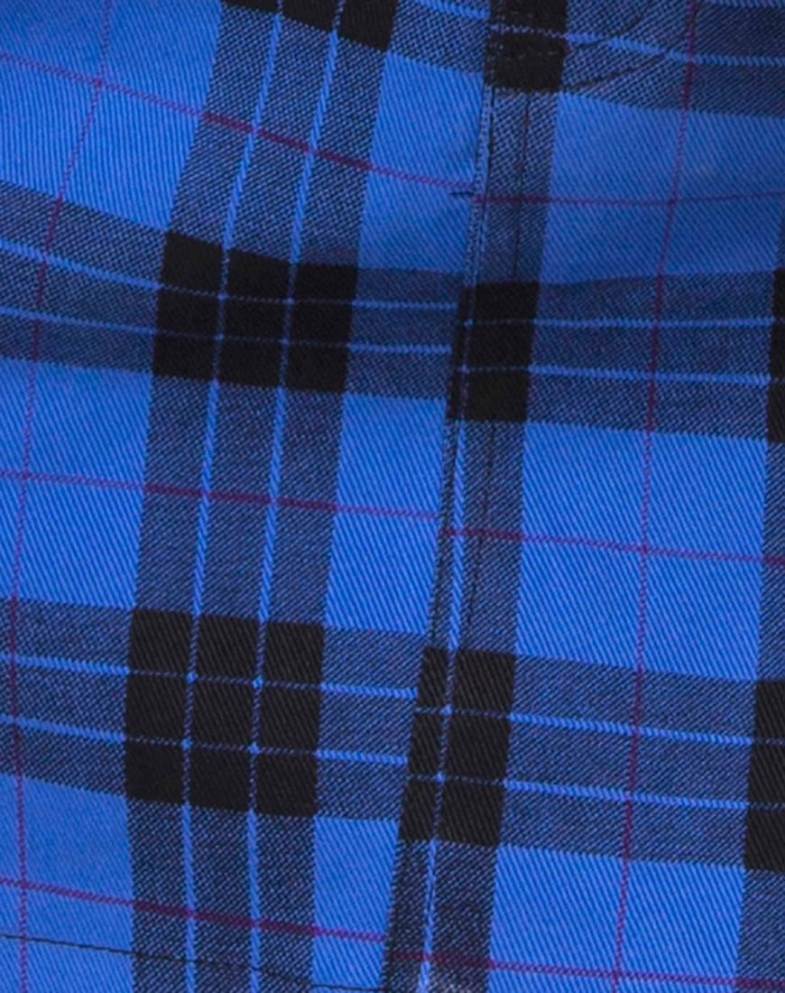 Mini Broomy Skirt in Tartan Blue - Image 5