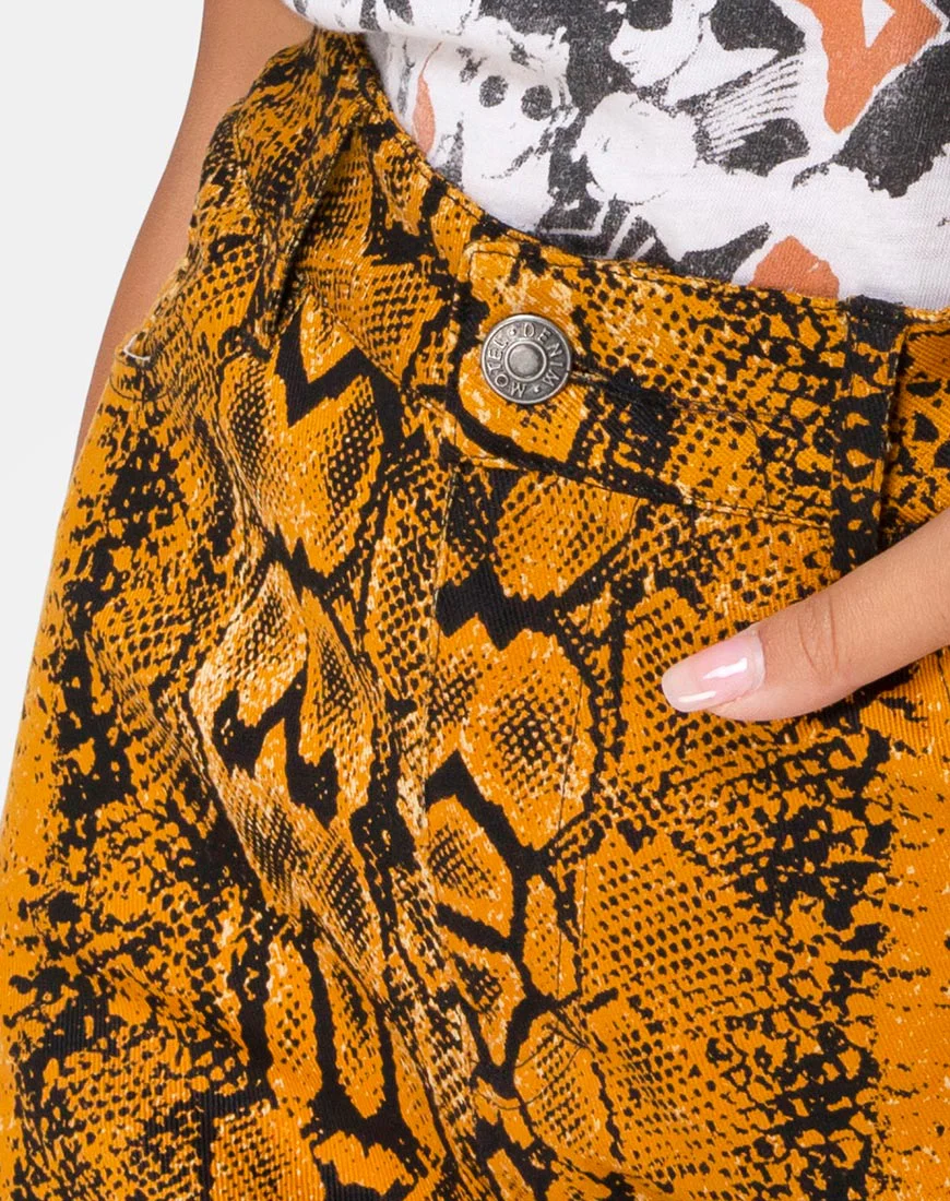Mini Broomy Skirt in Snake Mustard - Image 5