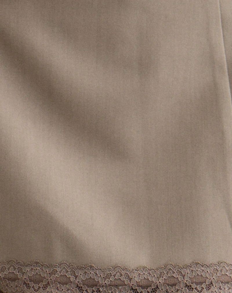 Minya Mini Skrt with Lace Trim in Taupe - Image 6