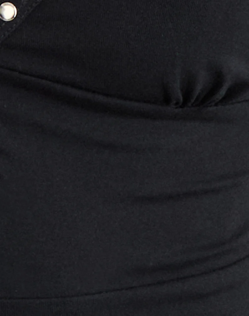 Mioto Keyhole Halterneck Top with Studs in Rayon Black - Image 8
