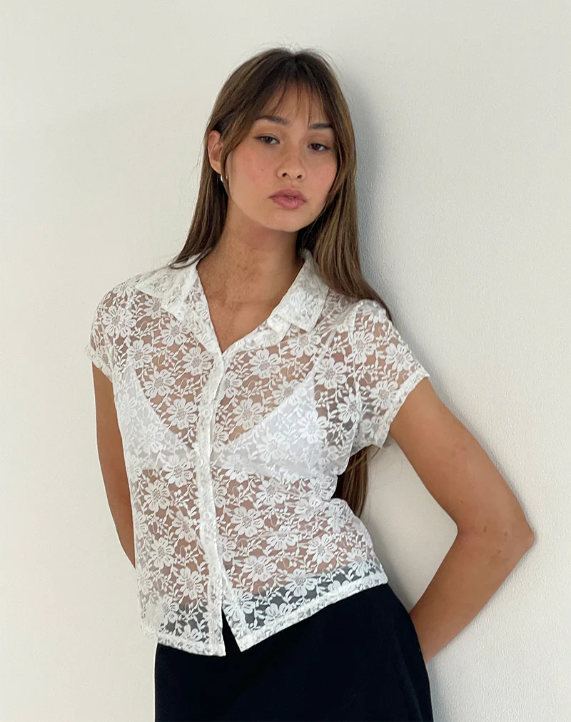 Mirah Lace Top in White - Image 5