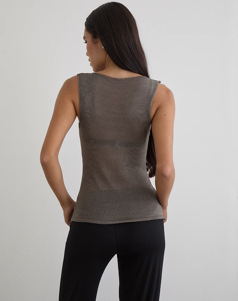 Miraya Top in Studded Sheer Knit Iron - Image 4