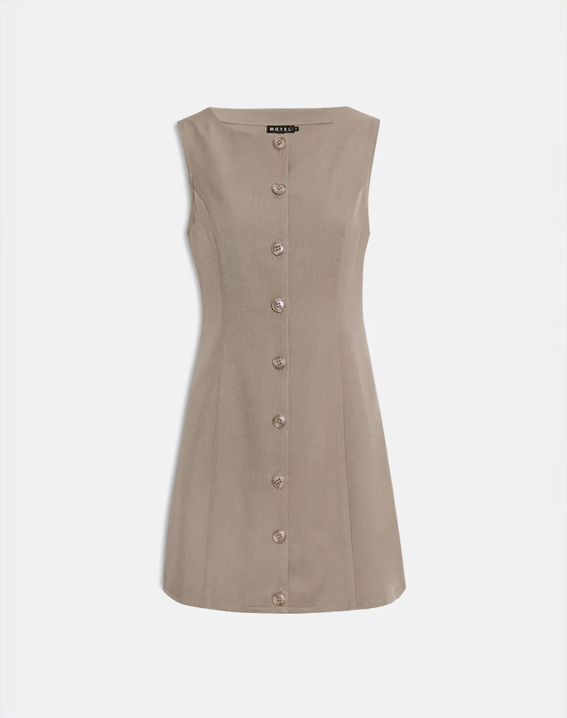 Mirina Mini Dress in Tailoring Taupe - Image 3