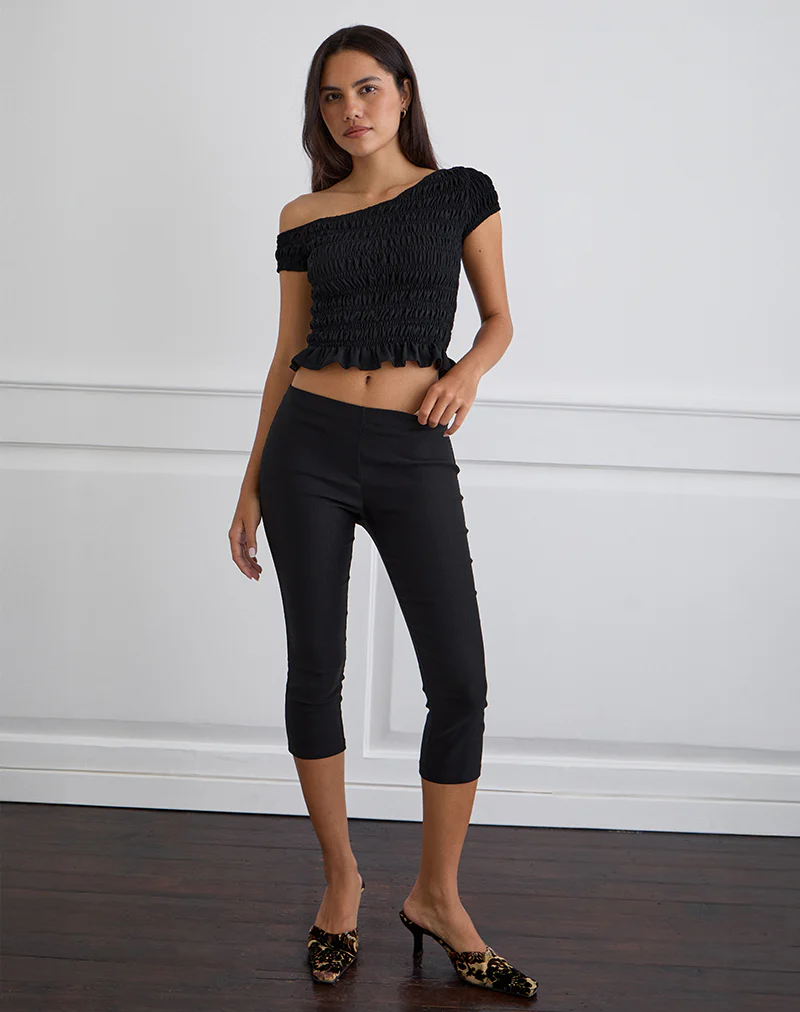 Mirita Shirred Top in Black - Image 2