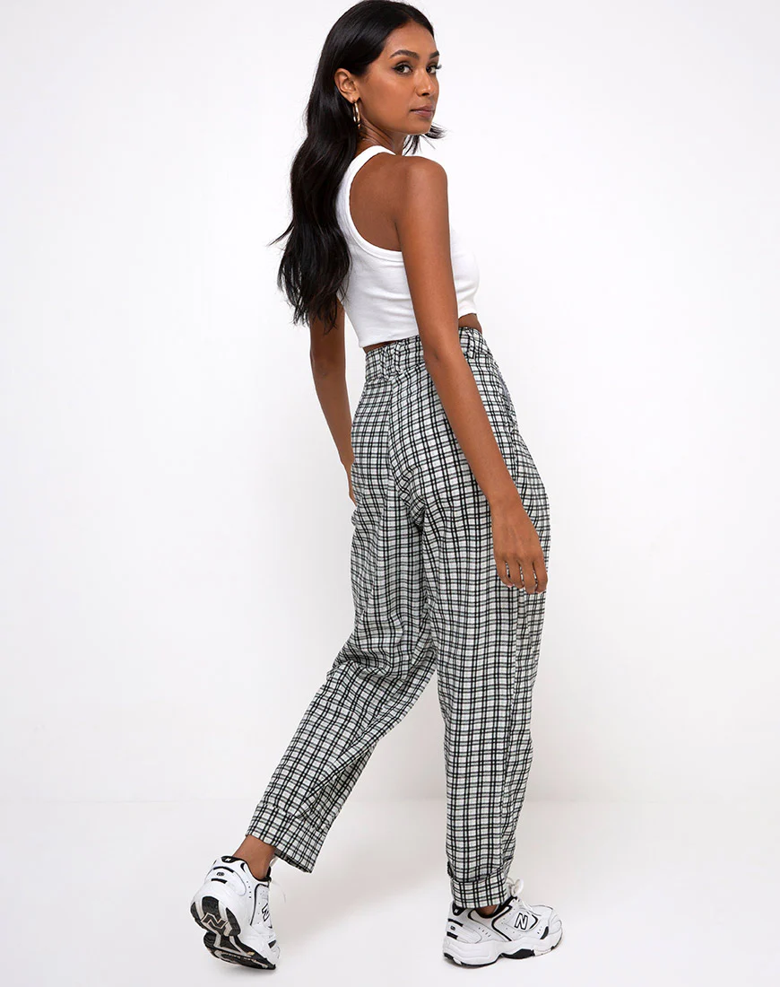 Misca Trouser in Brandy Check Foam - Image 3